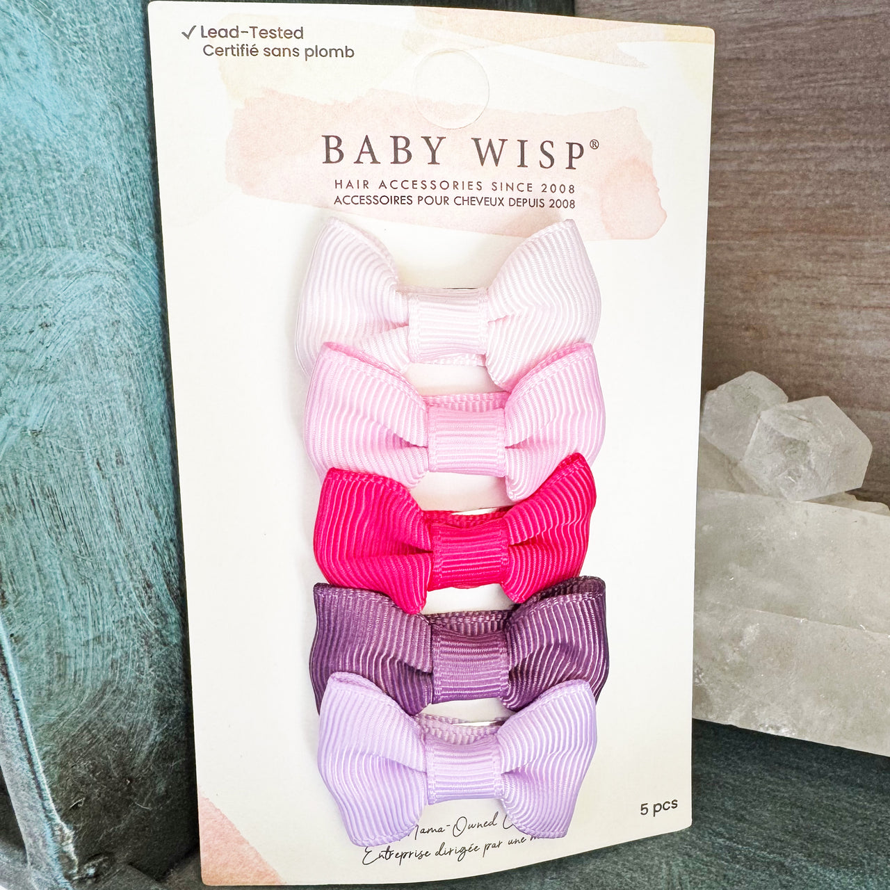 5 Small Snap Clips Charlotte Bow Gift Set - Purple Hug