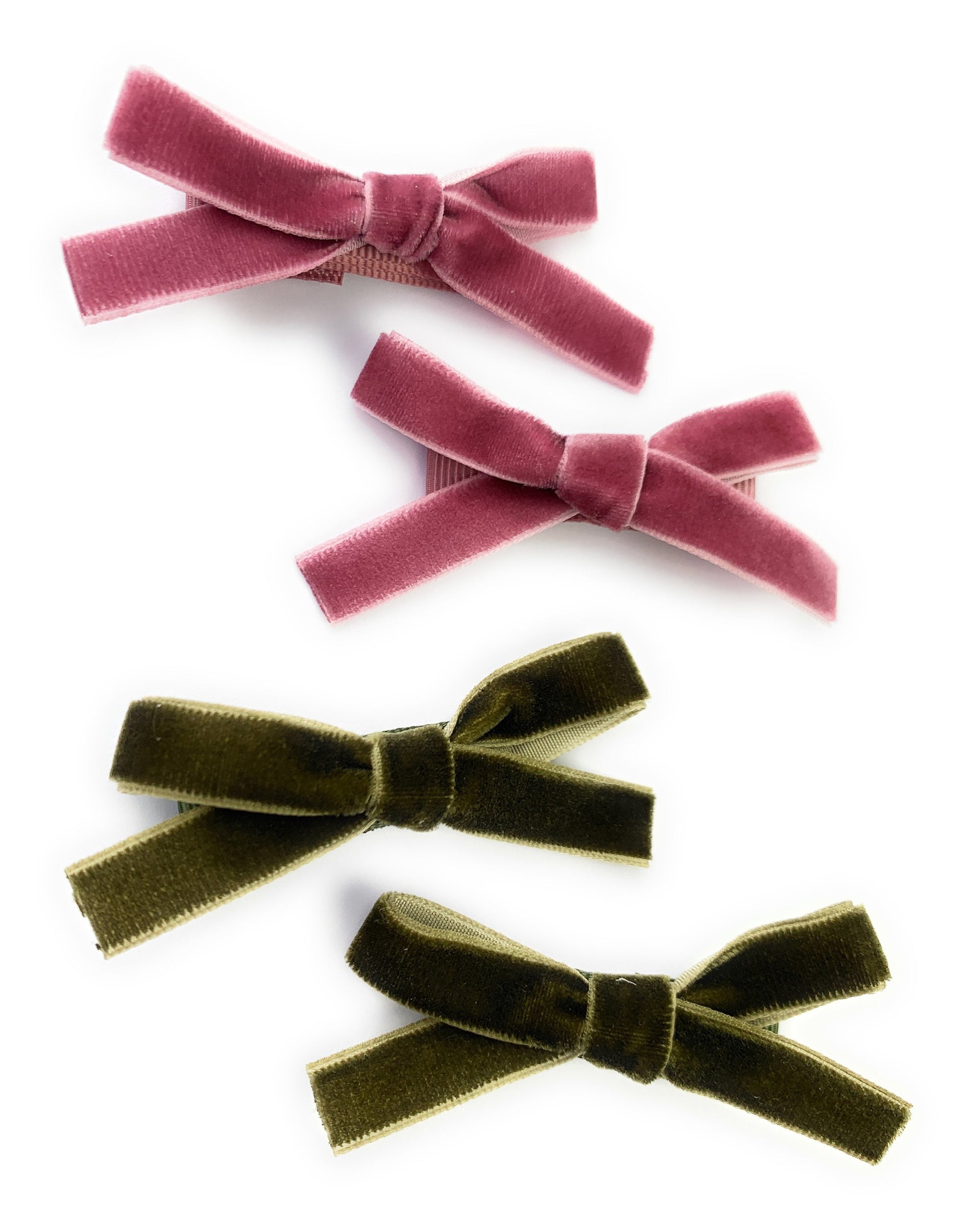 4 pack Velvet Alligator Clips School Girl Tied bows Ponytails Baby Wisp