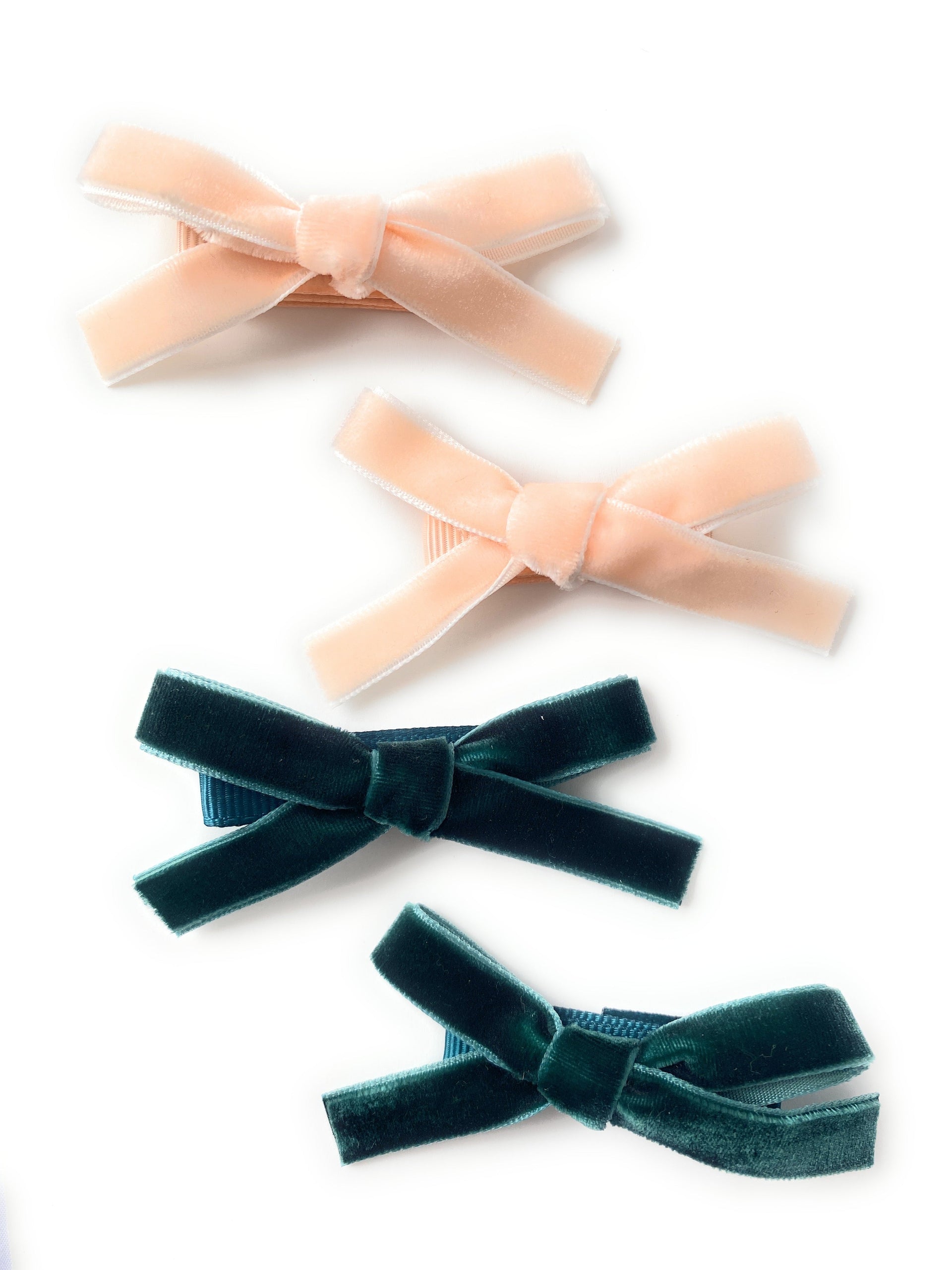 4 pack Velvet Alligator Clips School Girl Tied bows Ponytails Baby Wisp