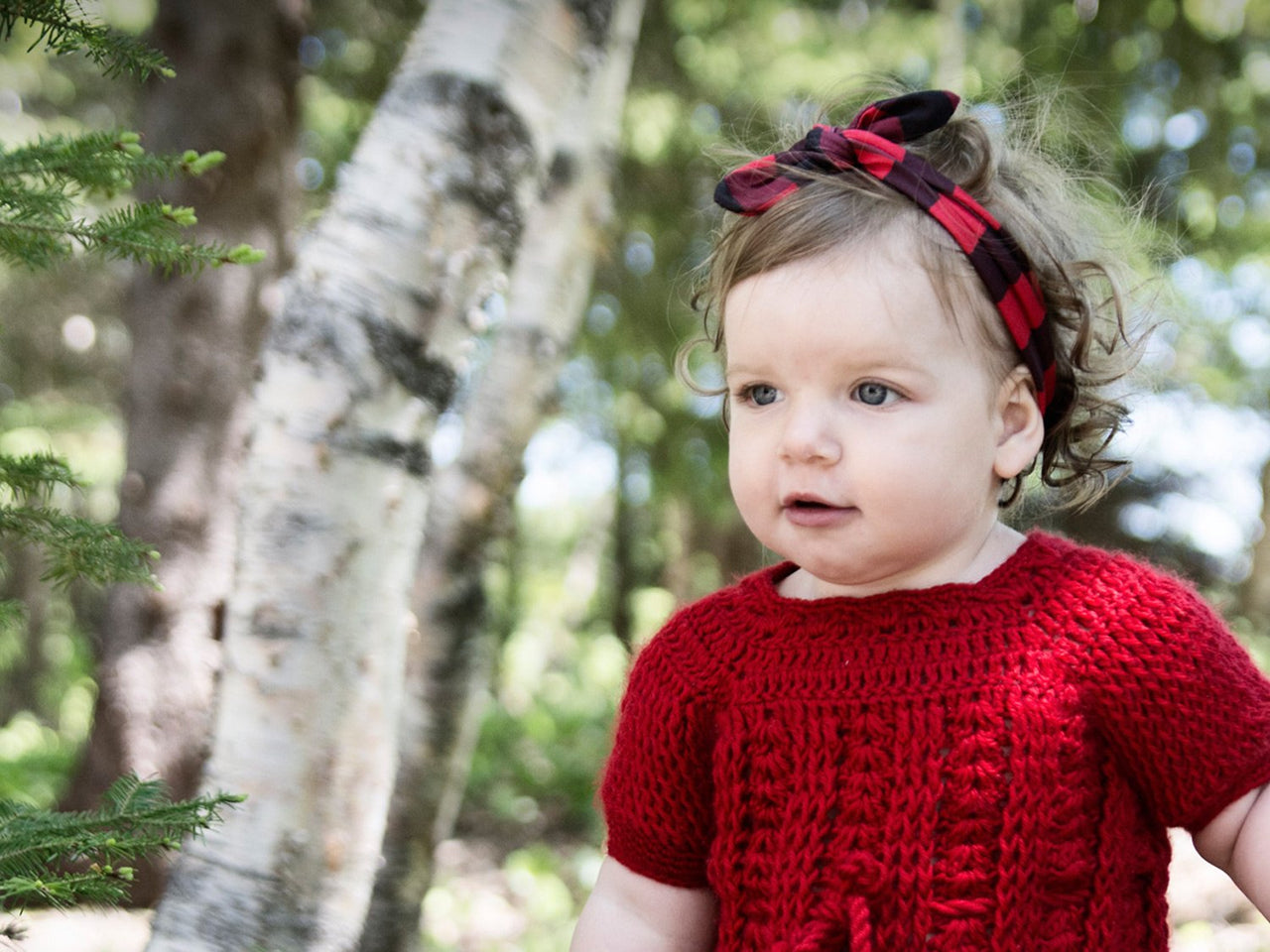 Top Knot Plaid Headband LumberJack Canadiana Print (Buffalo Plaid) Baby Wisp