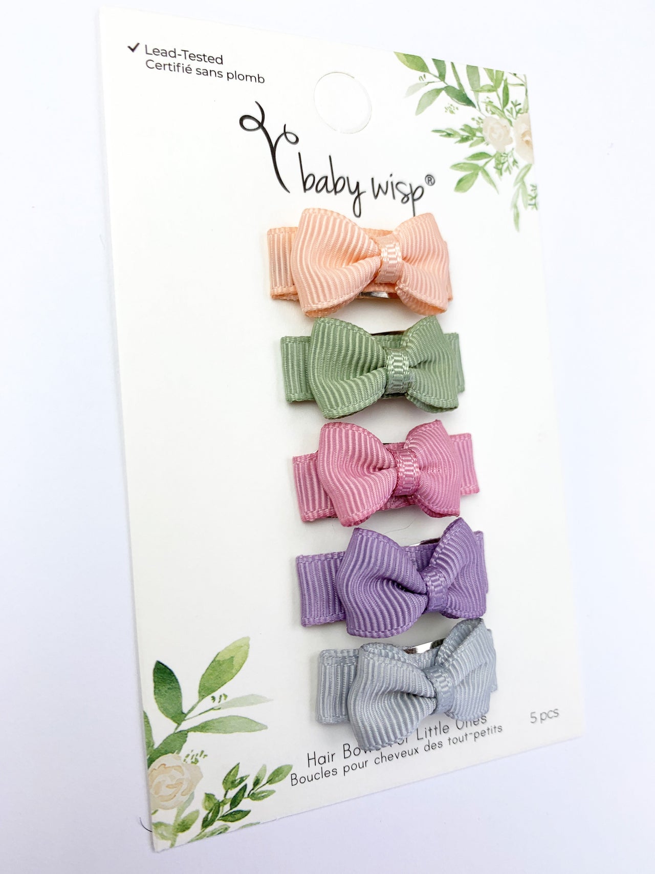 5 Small Snap Clips Mini Bows Tuxedo - Collection - Watercolors Baby Wisp