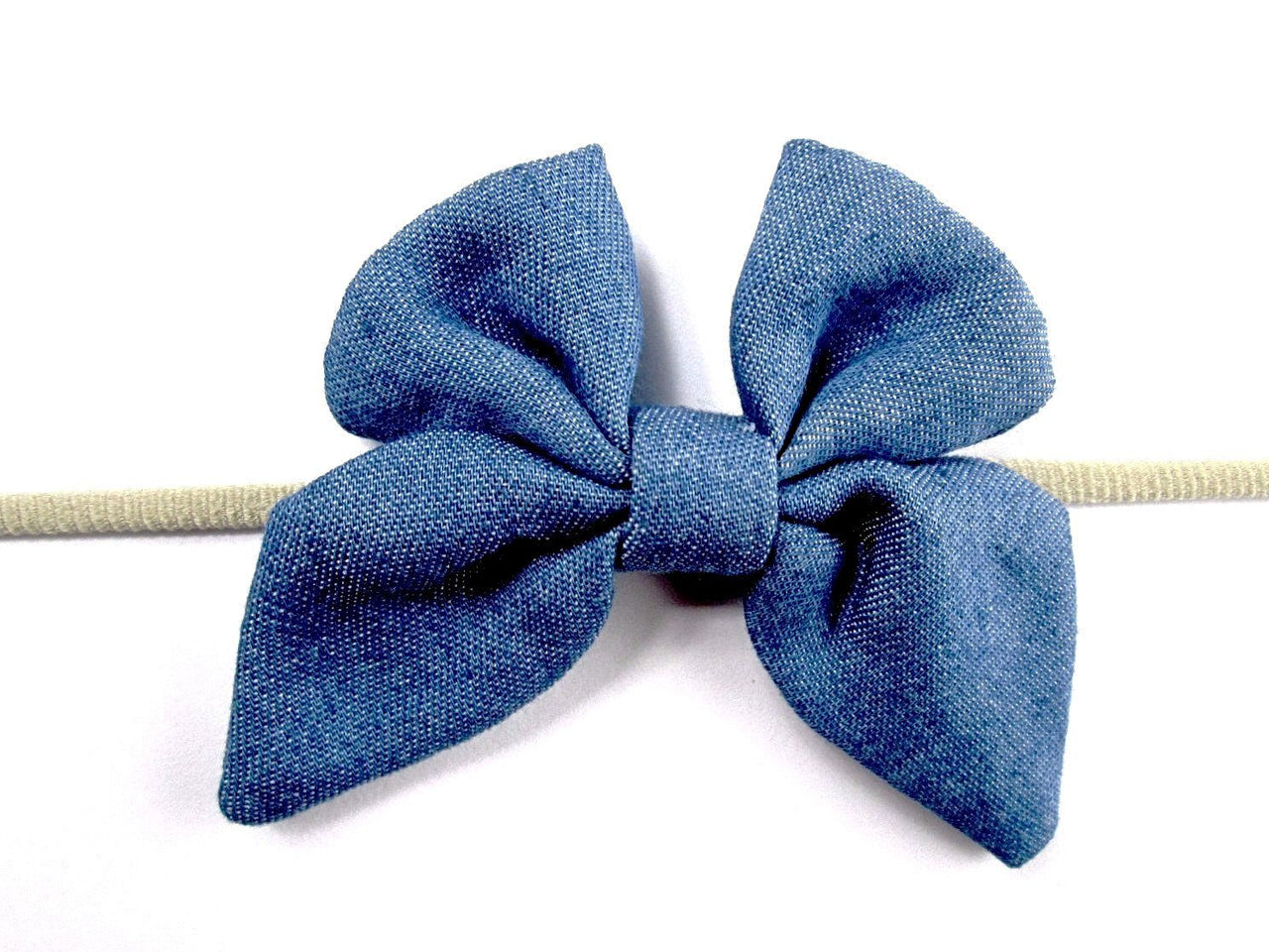 Infant Headband - Butterfly Denim Bow Baby Wisp