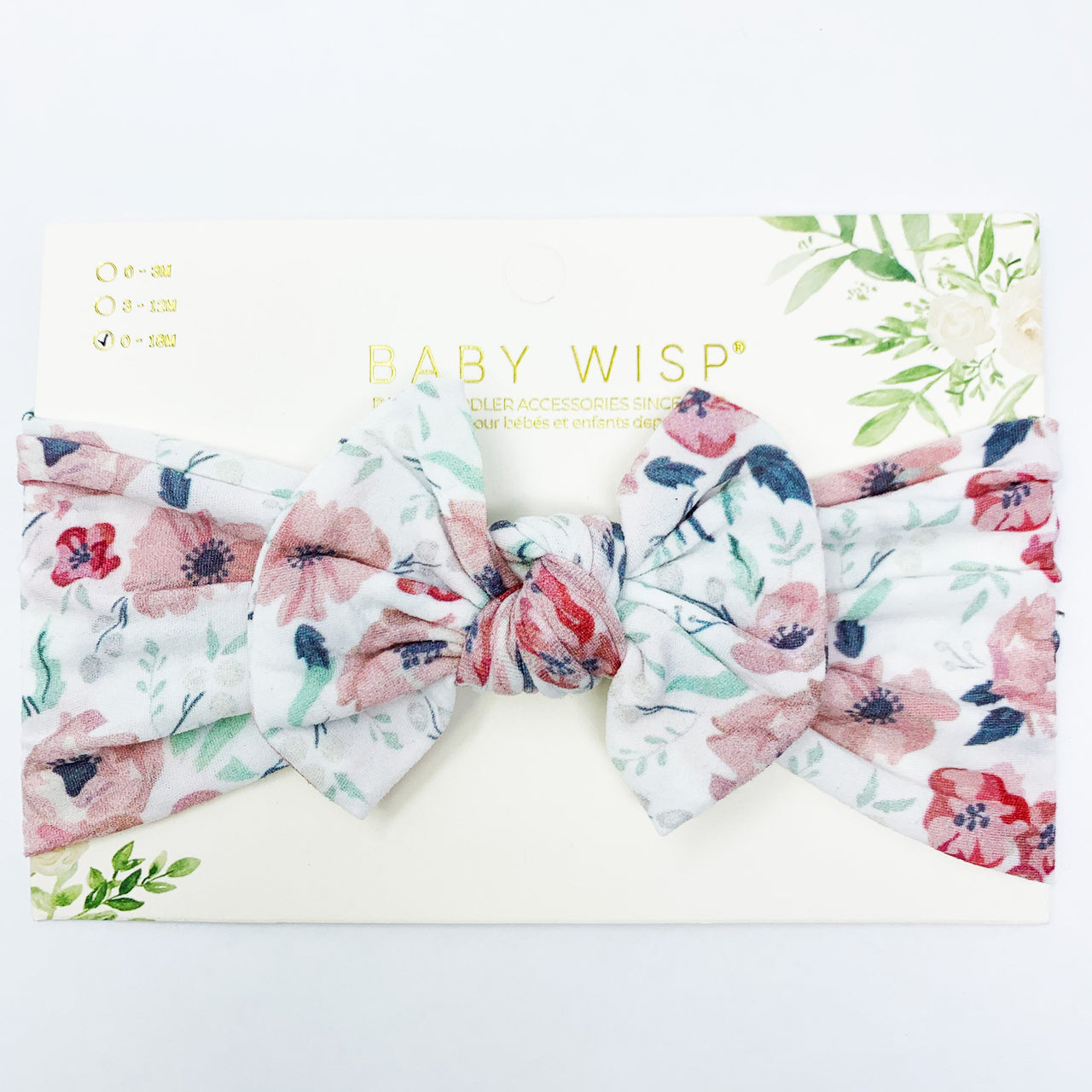 Infant Headwrap Nylon Bow Headband - Floral Garden Pattern Baby Wisp