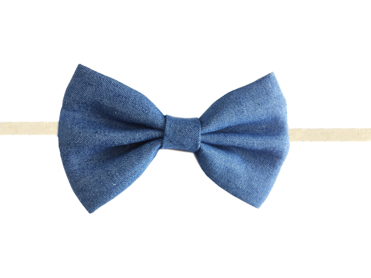 Infant Headband - Big Blue Denim Bow Baby Wisp