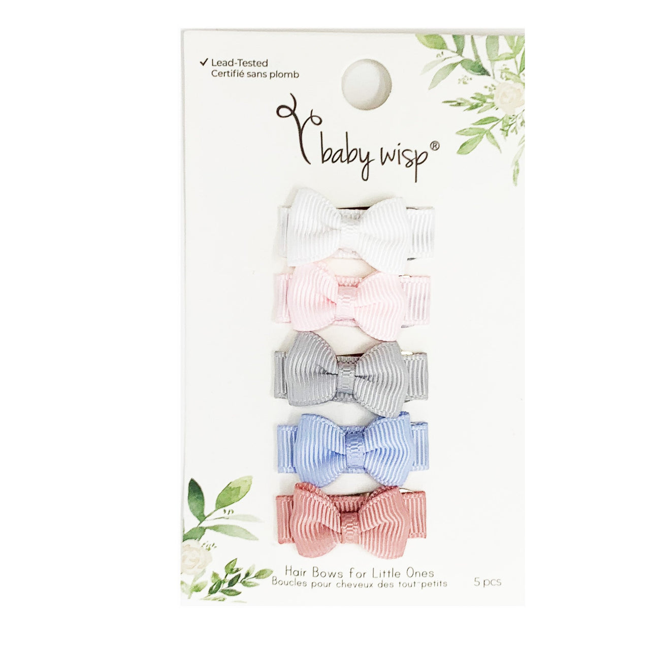 5 Small Snap Clips Mini Bows Tuxedo - Pixie Baby Wisp