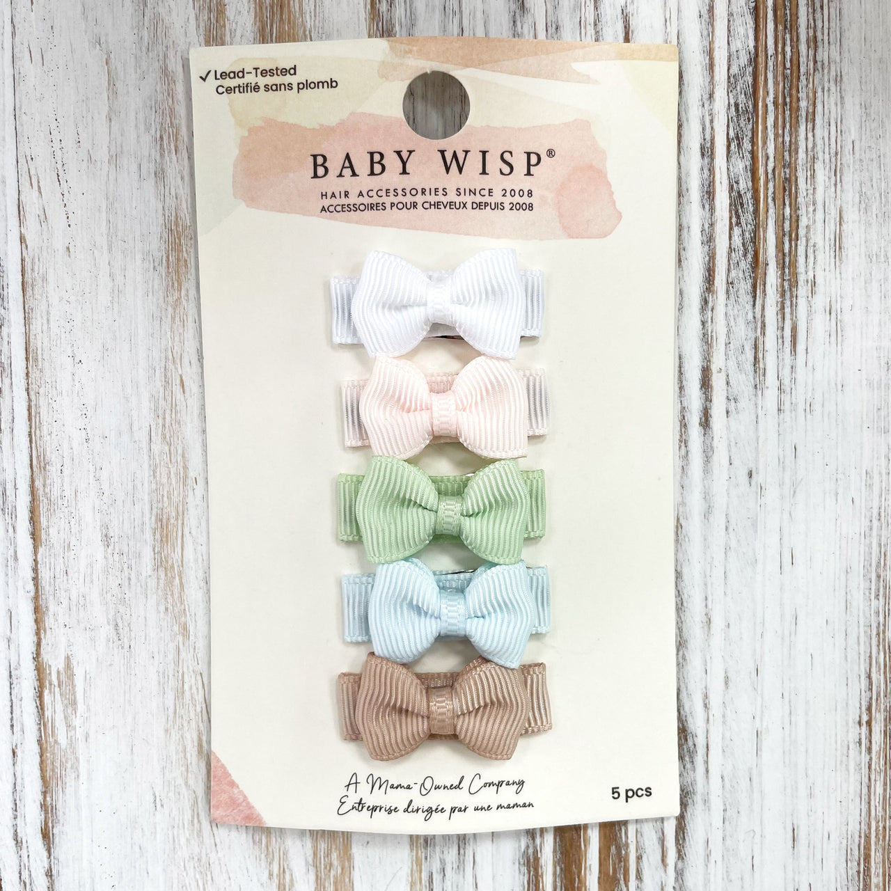 5 Small Snap Clips Mini Bows Tuxedo - Tranquility Baby Wisp