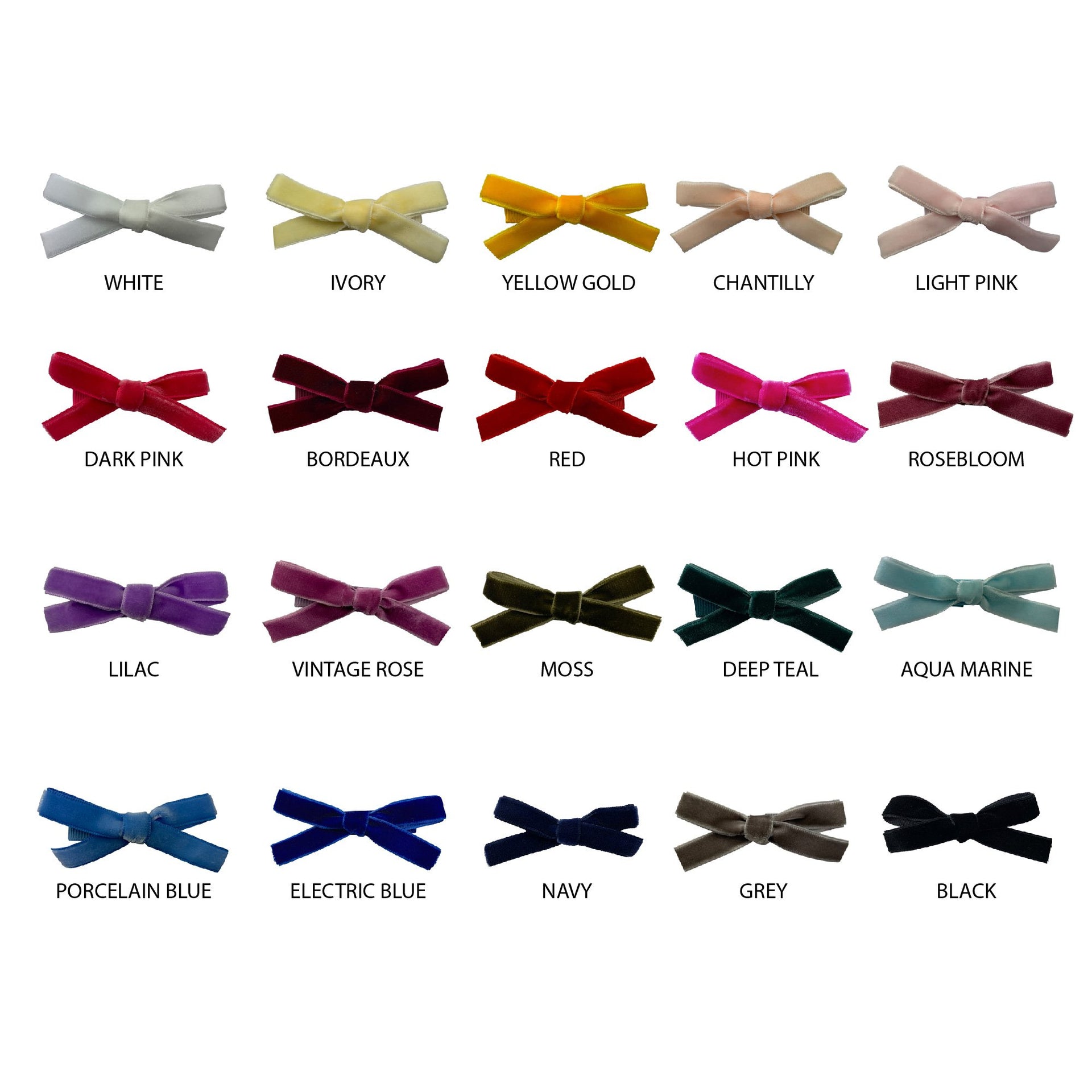 4 pack Velvet Alligator Clips School Girl Tied bows Ponytails Baby Wisp