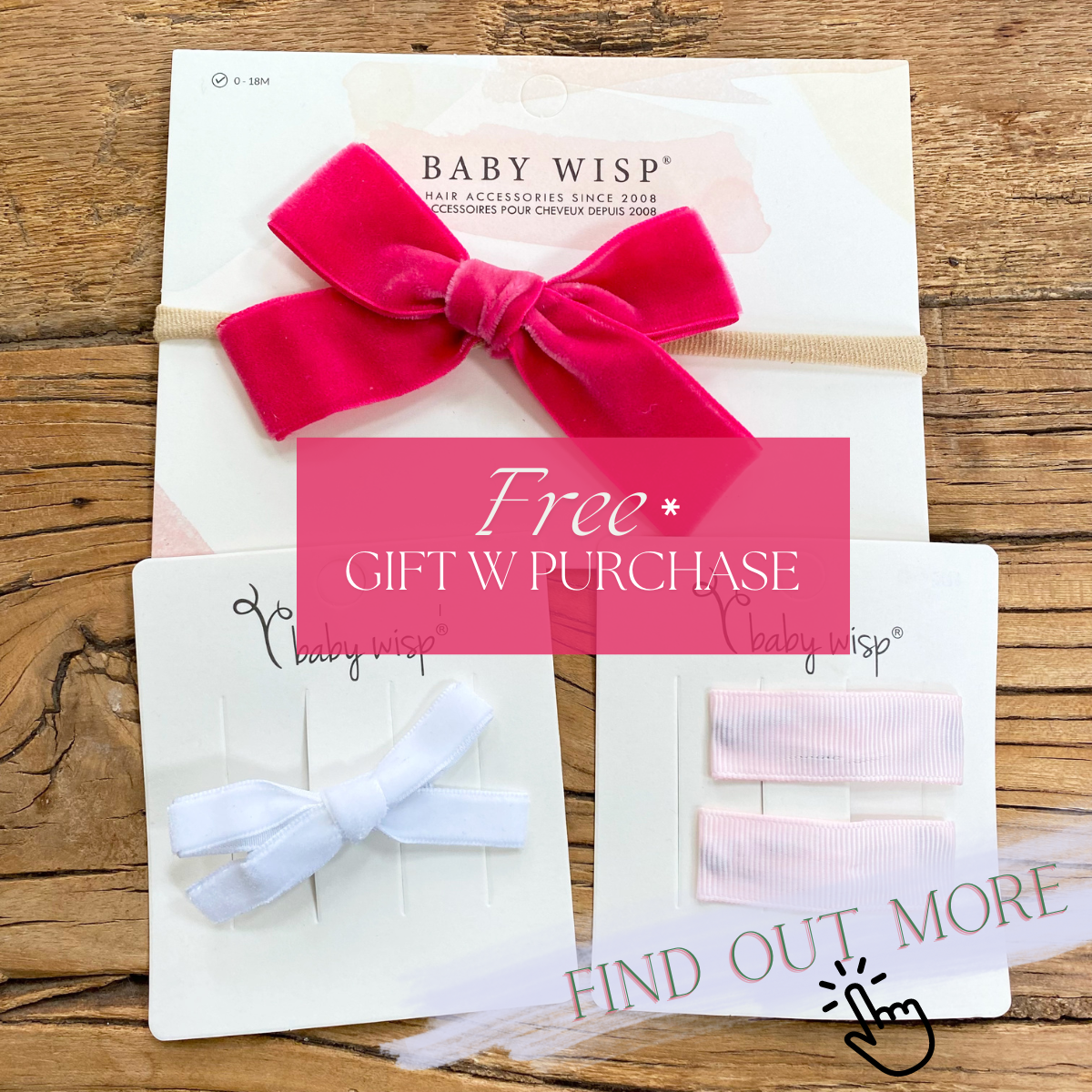 NEW Free Gift - Baby Wisp Velvet bows and Ribbon Snap Clips