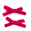 Velvet Bows - Alligator Clip - Pigtail Pair - Fuschia Pink Baby Wisp