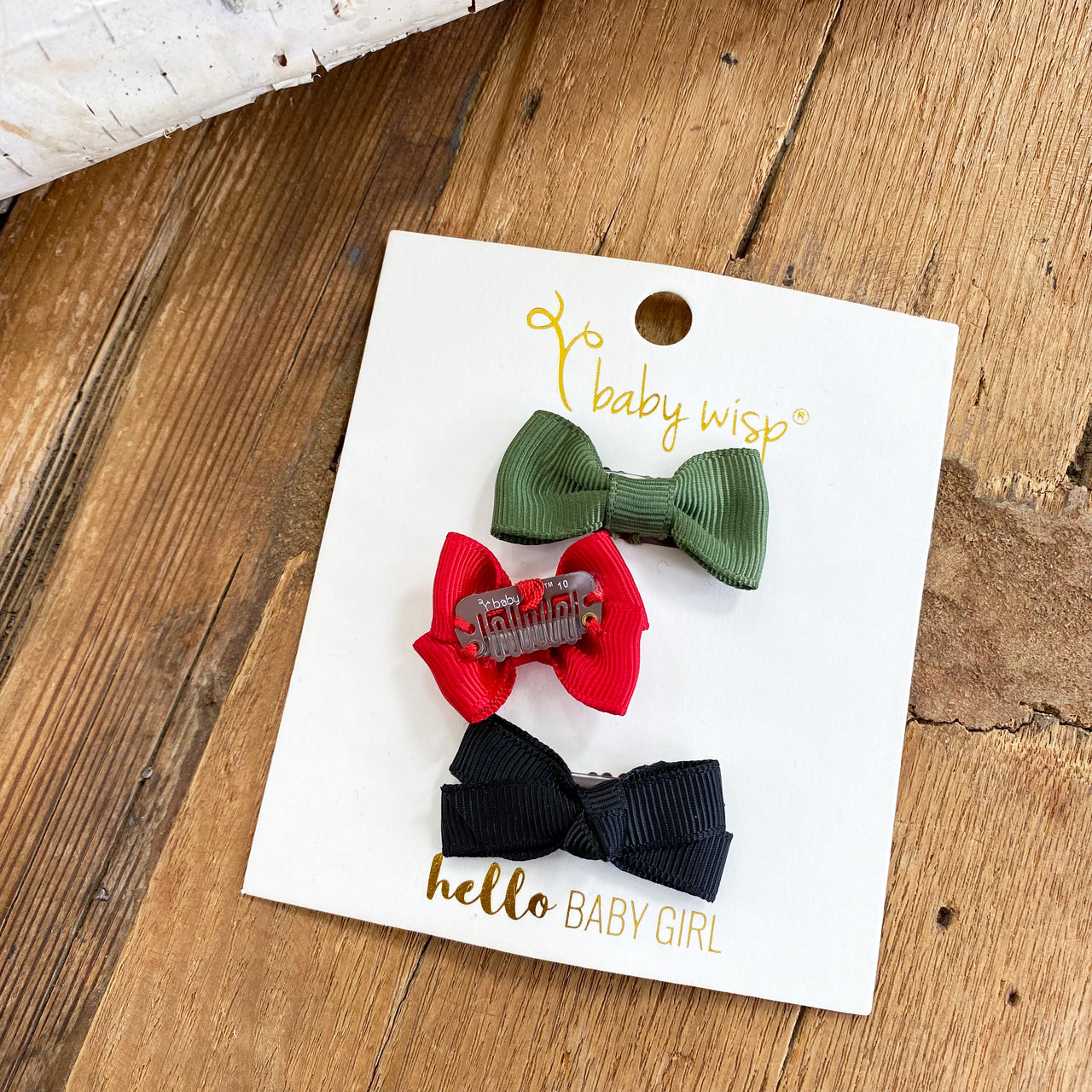 3 Mini Latch Wisp Clip Bows Gift Set - Holiday Gift Baby Wisp