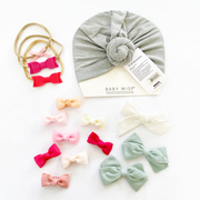 $15 SURPRISE DEAL INCLUDES Cotton Hat + 6  Other Bow Clips/ Headbands Baby Wisp