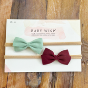 2 Thali Faux Suede Bow Headbands for Babies - Holiday Favorites Baby Wisp