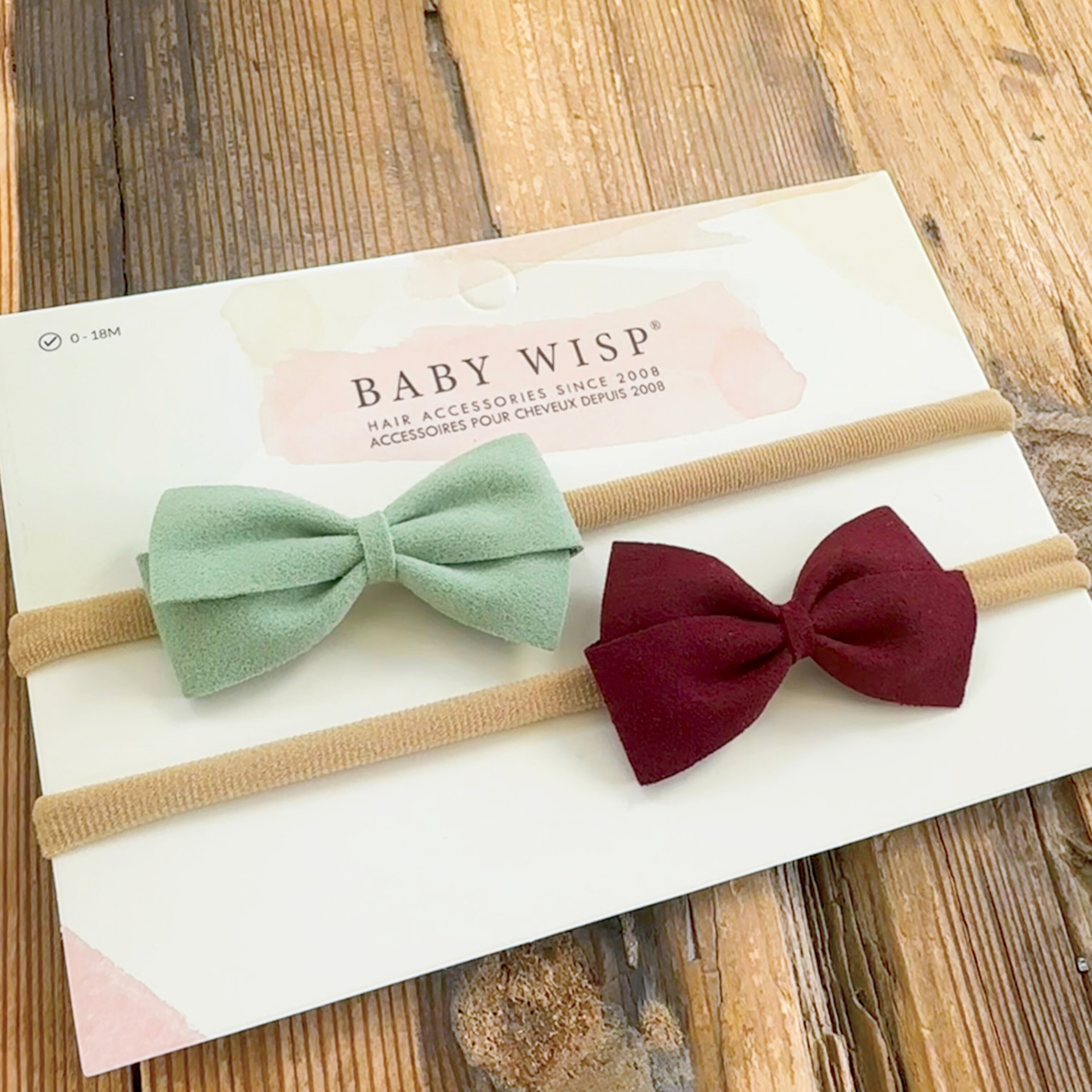 2 Thali Faux Suede Bow Headbands for Babies - Holiday Favorites Baby Wisp