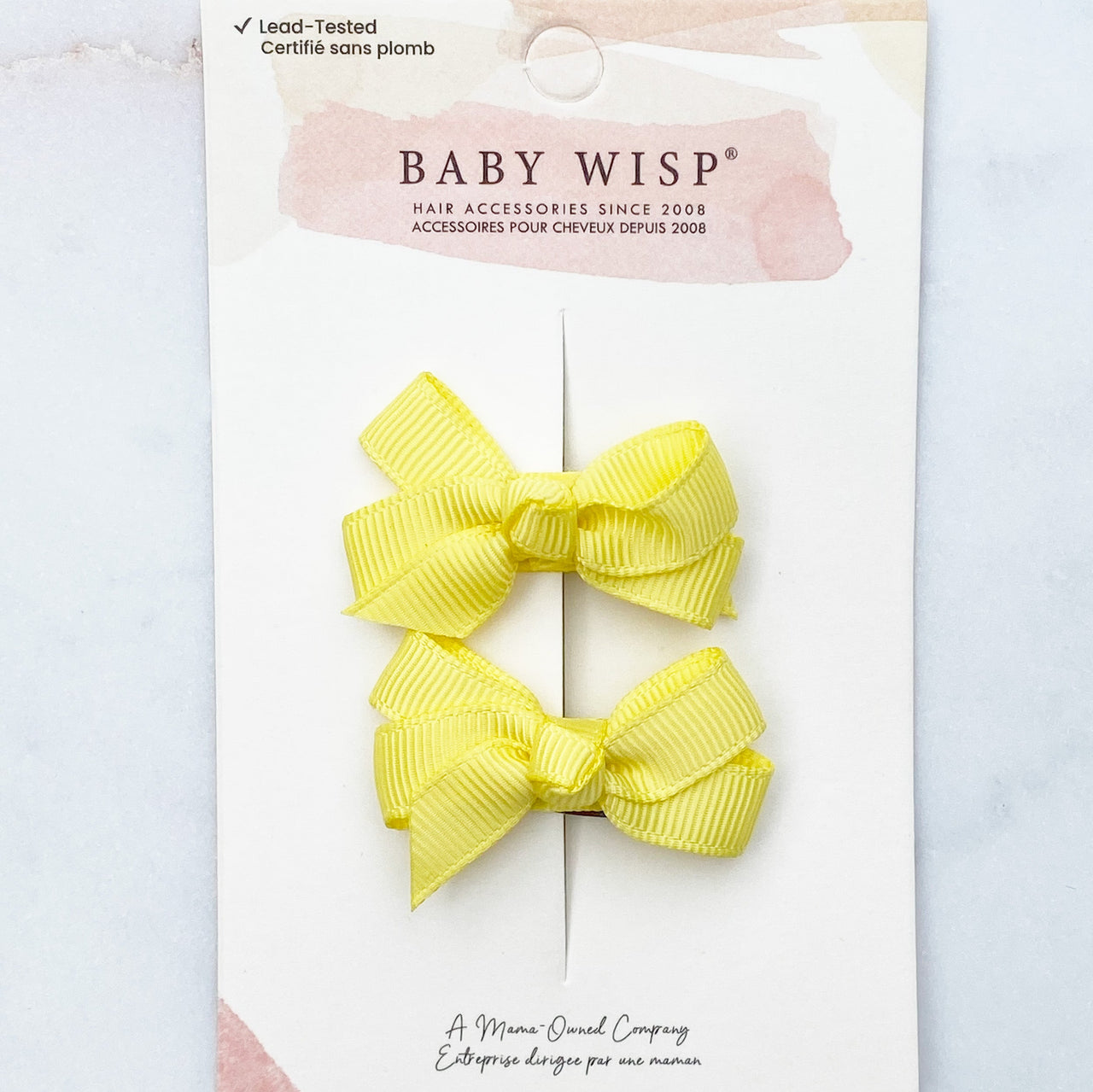 Chelsea Bows Small Snap Clip Toddler Pigtail Hairbow Pair - Maize Yellow Baby Wisp