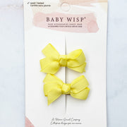 Chelsea Bows Small Snap Clip Toddler Pigtail Hairbow Pair - Maize Yellow Baby Wisp