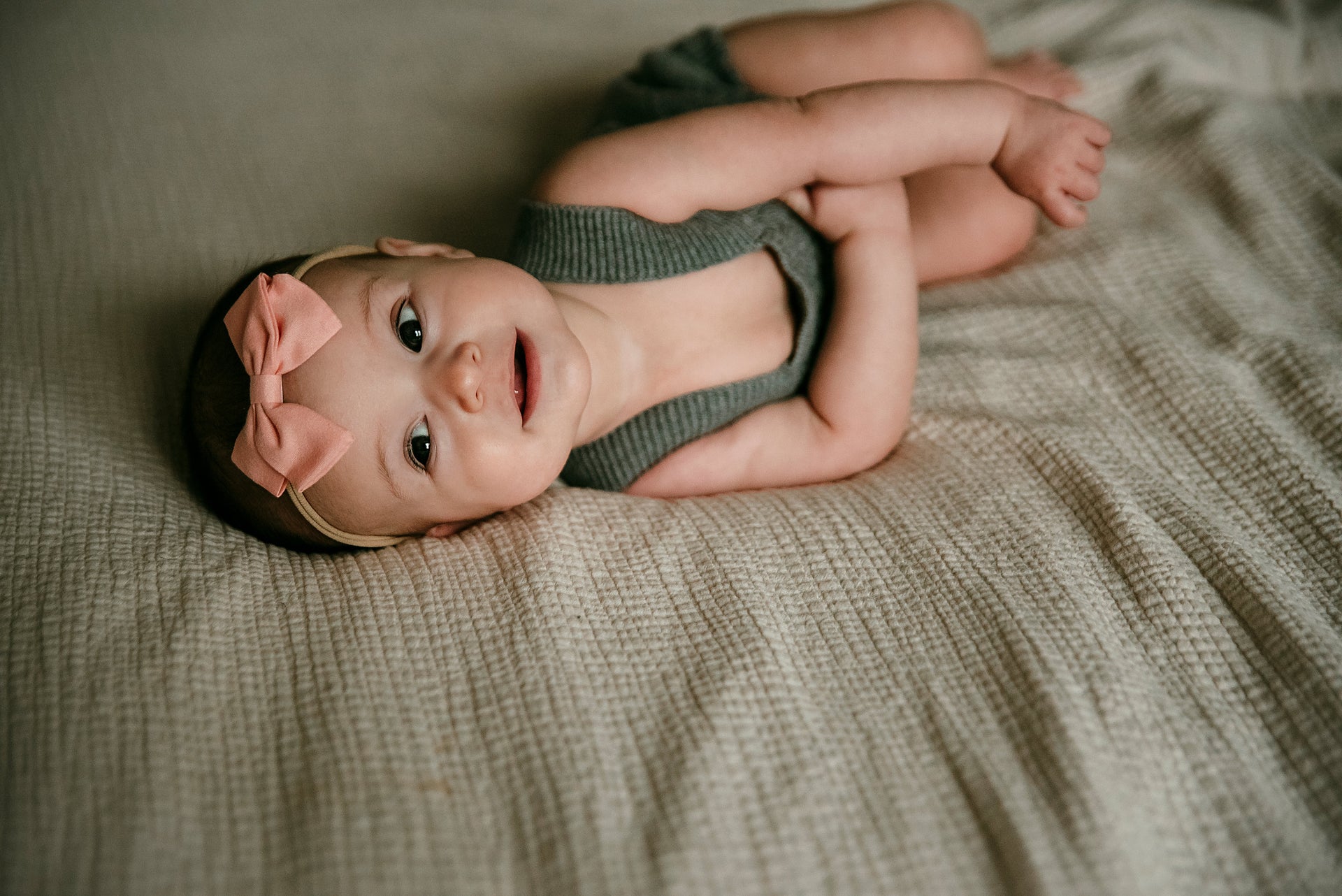 Emma Bow Infant Headband - Peach Baby Wisp