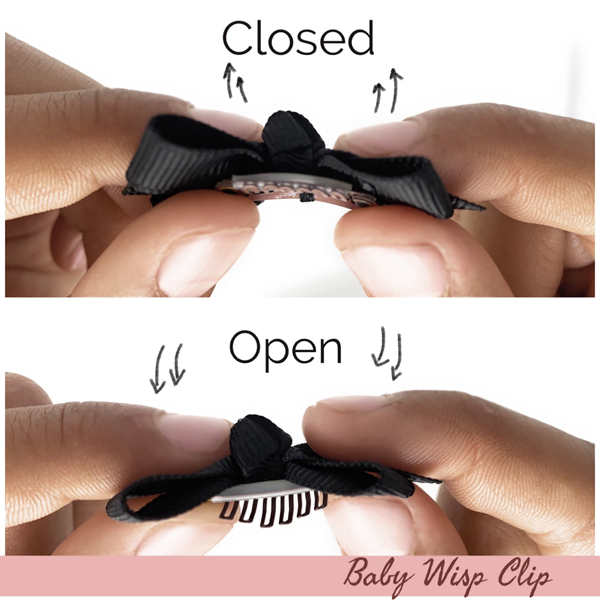 Mini Wisp Clip - Chelsea Boutique Grosgrain Ribbon Baby Bow - Black Baby Wisp