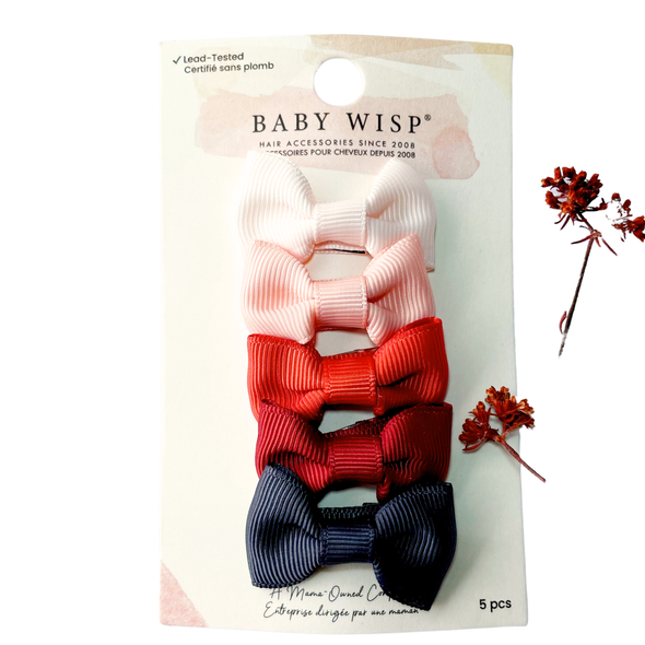 5 Small Snap Clips Charlotte Bow Gift Set Collection - Fall Horizon Baby Wisp
