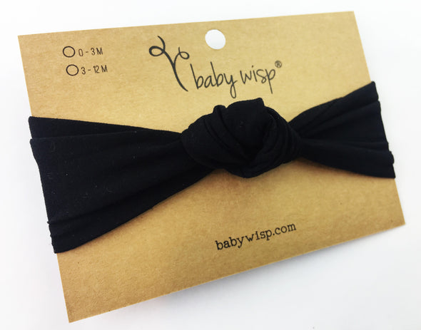 Knotted Headwrap Headband - Black Baby Wisp