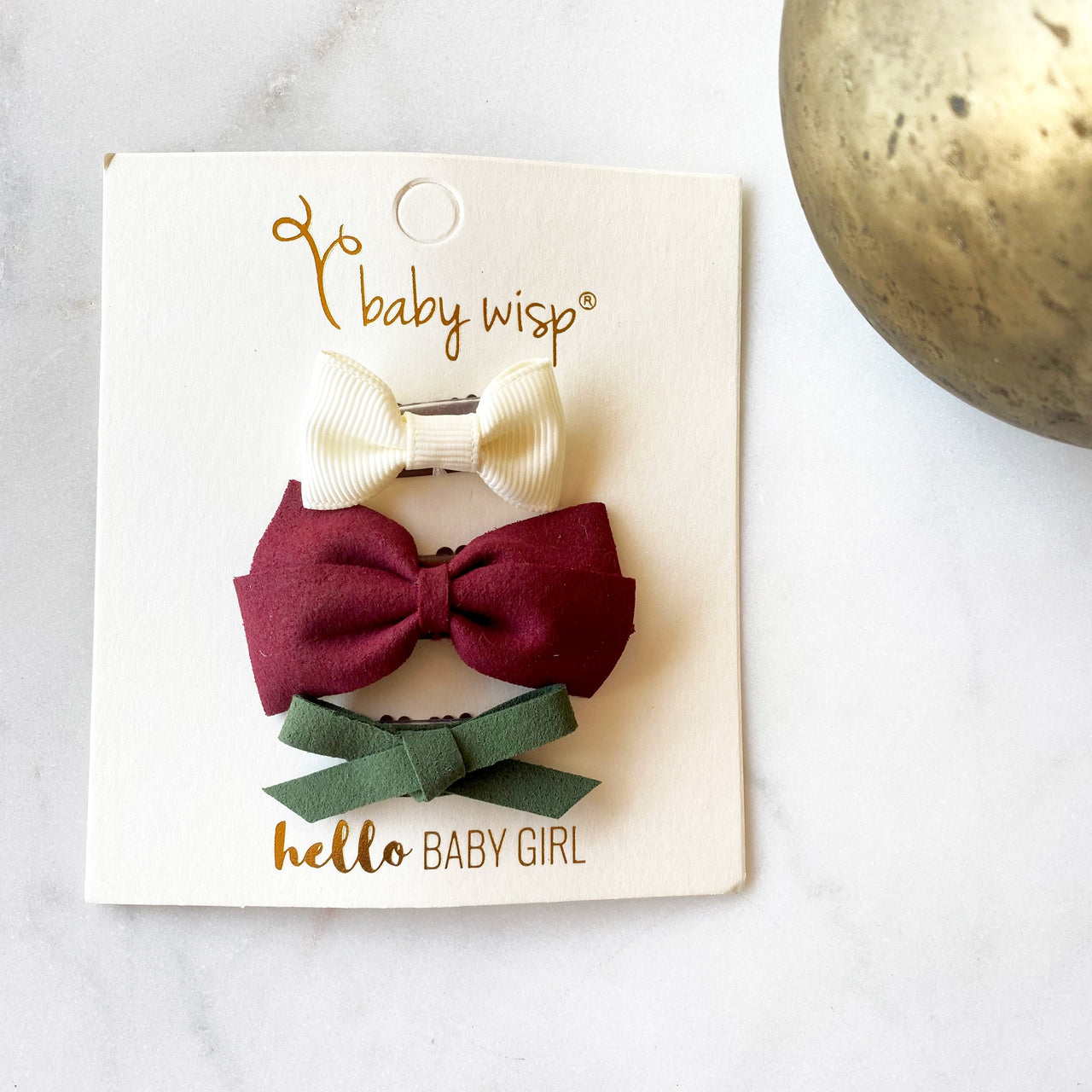 3 Mixed Hair Bows Hair Clip Gift Set - Beautiful Fall Shades Baby Wisp