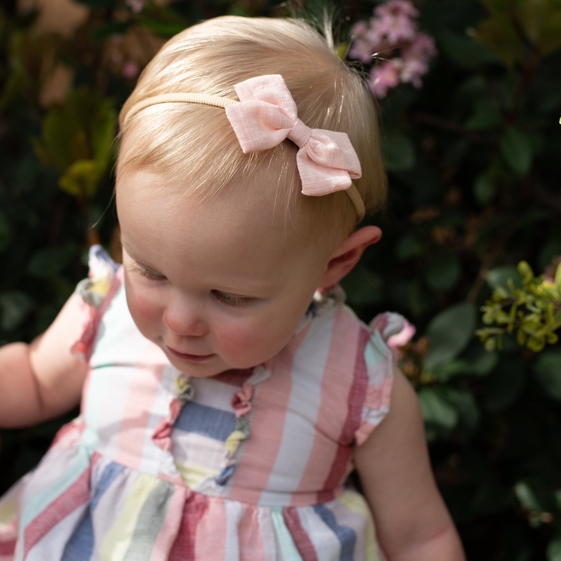 Emma Bow Infant Headband - Peach Baby Wisp