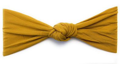 Infant Headwrap - Turban Knotted Nylon Headband - Golden Mustard Baby Wisp