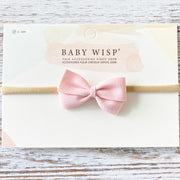 Thali Faux Suede Bow Headband for Babies - Pale Pink Baby Wisp