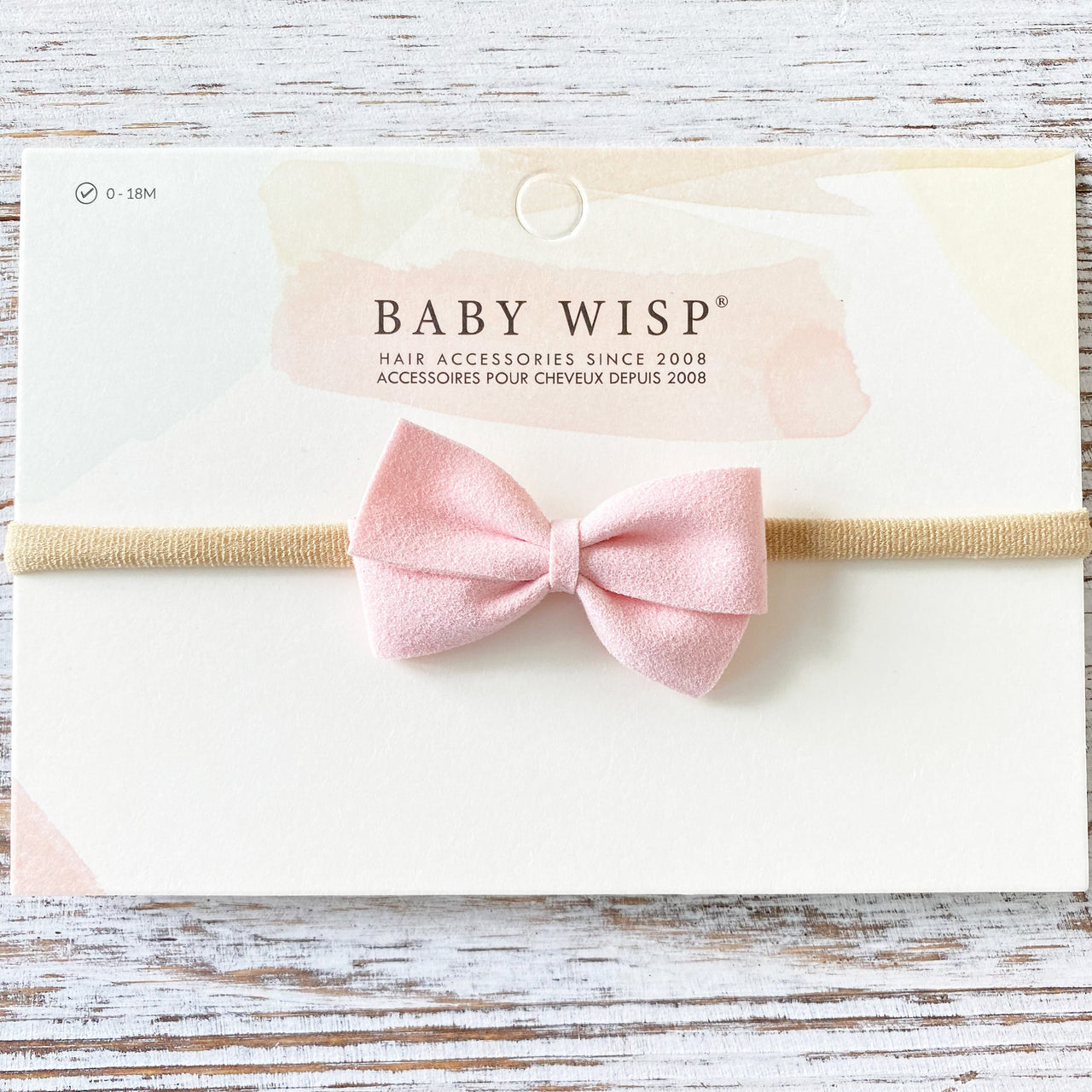 Thali Faux Suede Bow Headband for Babies - Pale Pink Baby Wisp