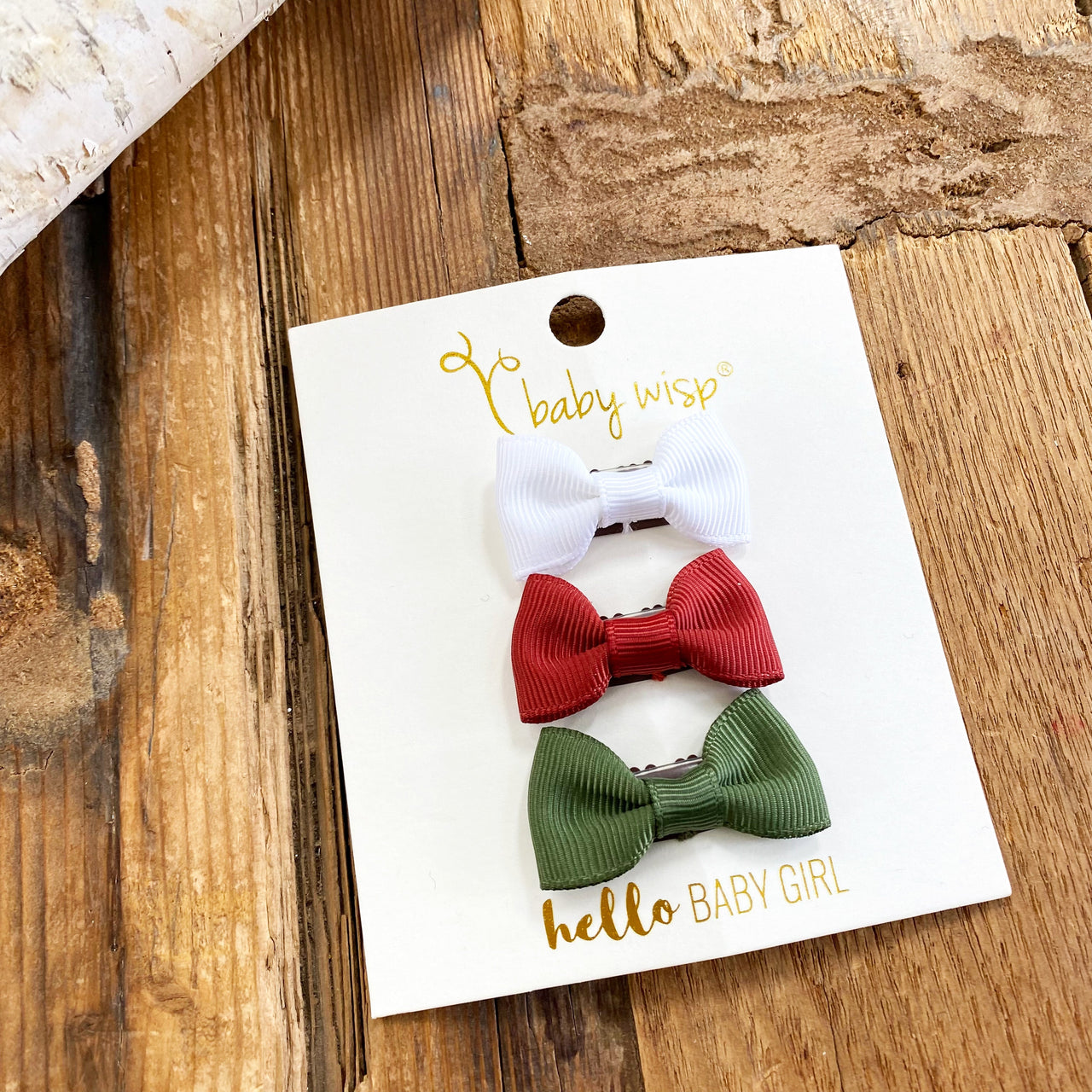 3 Mini Latch Wisp Clip Charlotte Bows - Holiday Gift Set Baby Wisp