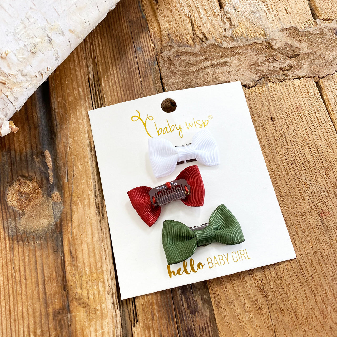3 Mini Latch Wisp Clip Charlotte Bows - Holiday Gift Set Baby Wisp