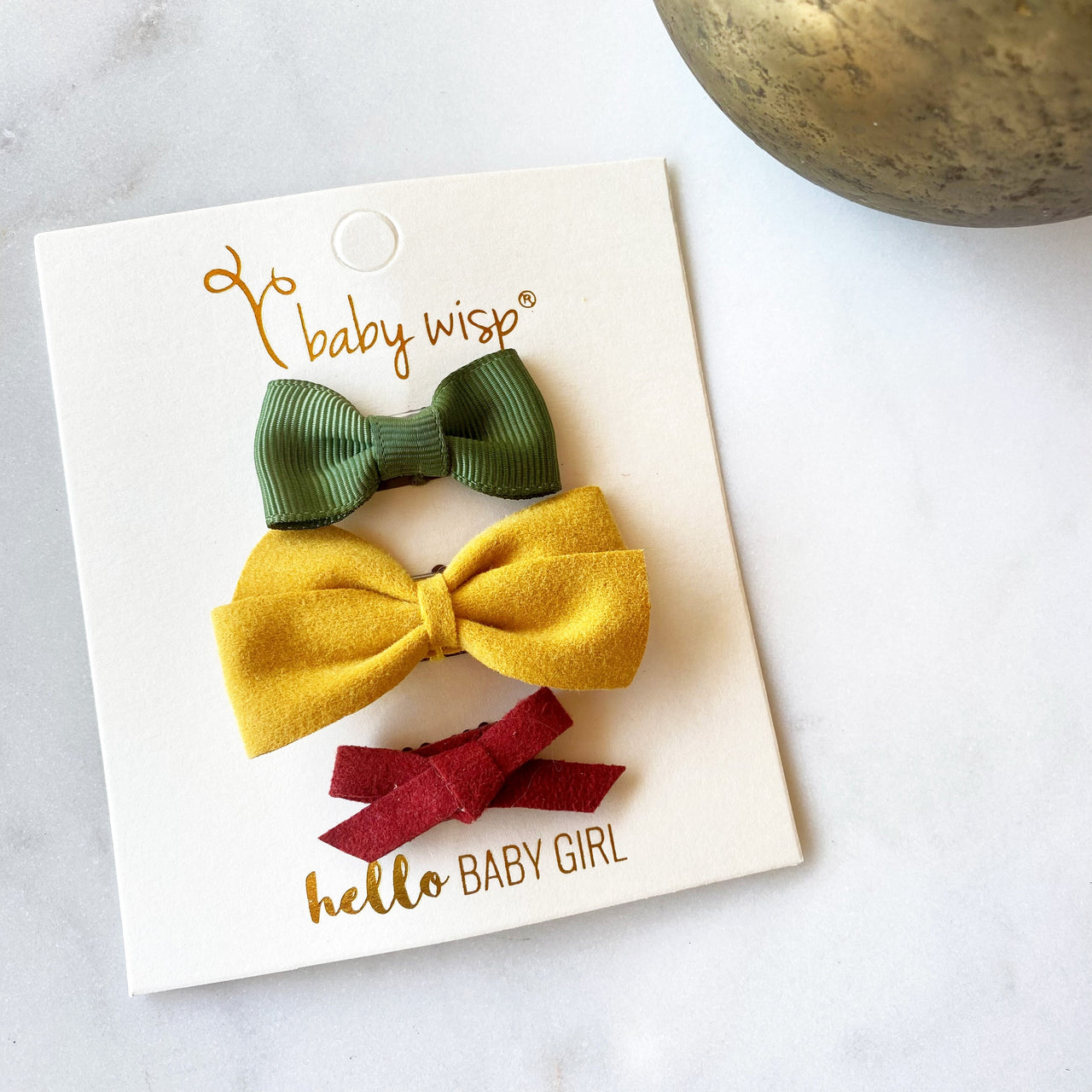 3 Mixed Hair Bows Hair Clip Gift Set - Beautiful Fall Shades Baby Wisp