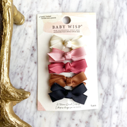 5 Small Snap Clips Chelsea Boutique Bow Collection - Play Date Baby Wisp