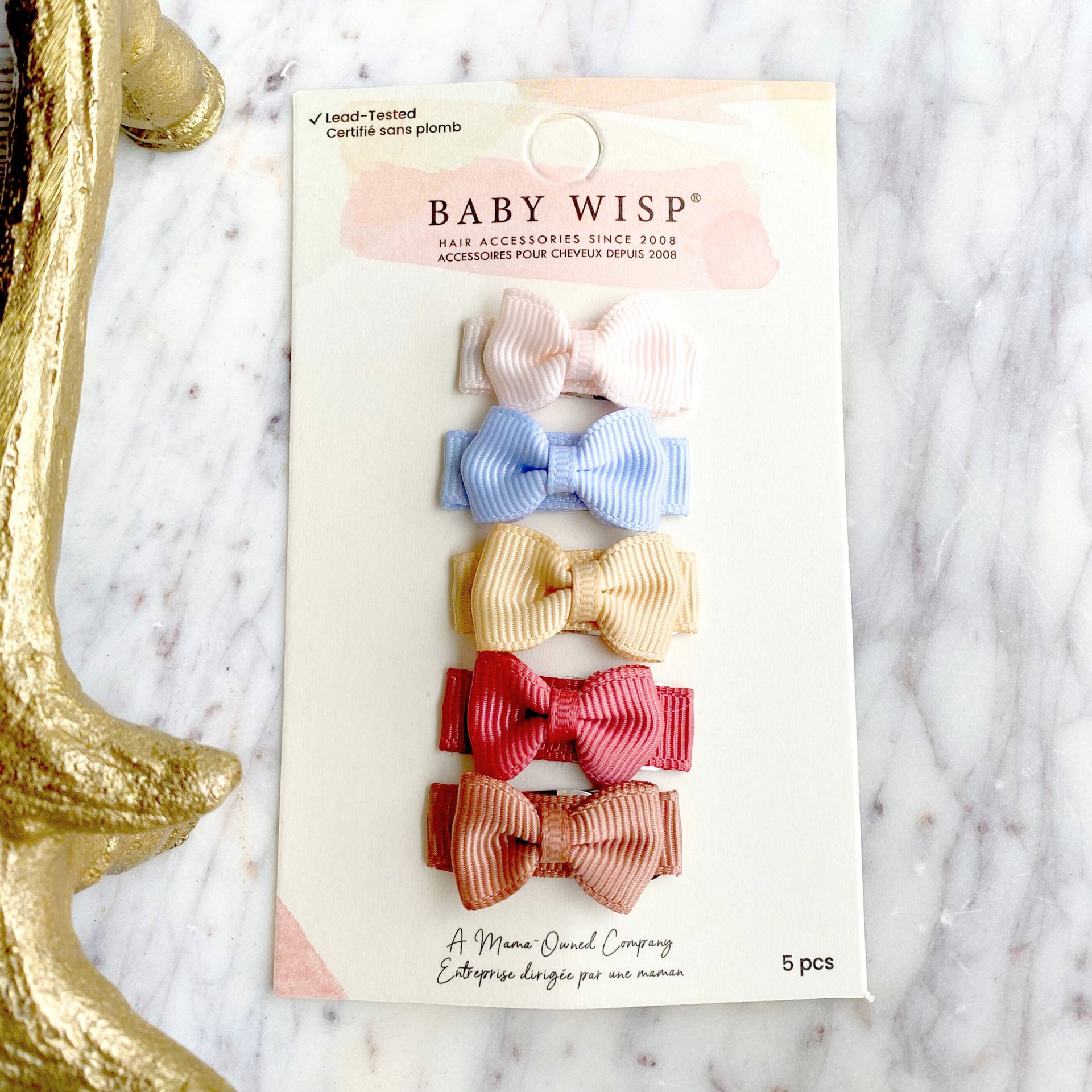 5 Small Snap Clips Mini Bows Tuxedo - Tea Time Baby Wisp