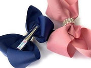Boutique Bow with Rhinestone Wrap Americana Bow Pinch Clip - Black Baby Wisp