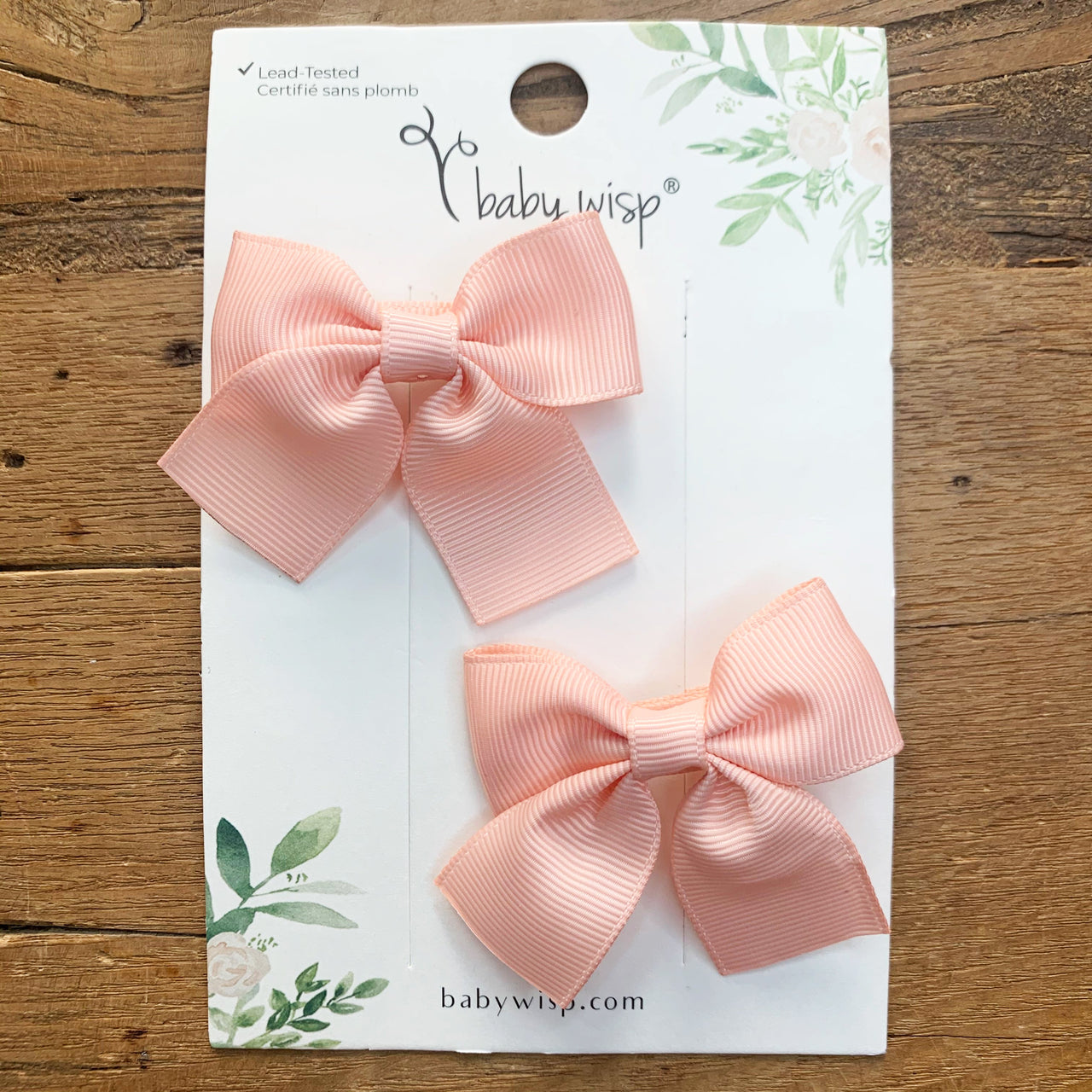 Pollyanna Toddler Ribbon Bows - Alligator Hair Clip - Peach Baby Wisp