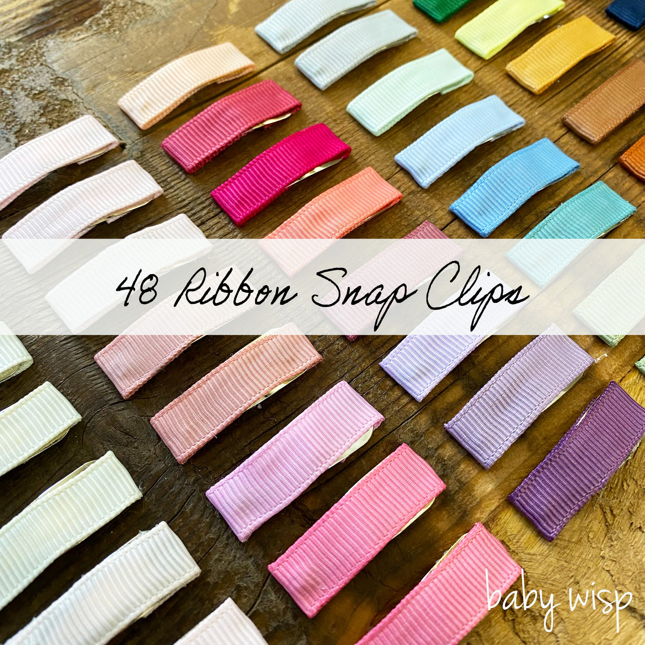 48 Small Snap Ribbon Lined Clips -  Bundle Deal for All Seasons - Simple Ribbon Snap Clips