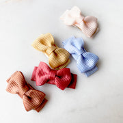 5 Small Snap Clips Mini Bows Tuxedo - Tea Time Baby Wisp