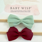 2 Thali Faux Suede Bow Headbands for Babies - Holiday Favorites Baby Wisp