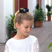 Boutique Bow with Rhinestone Wrap Americana Bow Pinch Clip - Black Baby Wisp