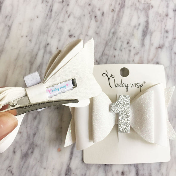 First Birthday Hair Bow, Birthday Headband Baby Wisp