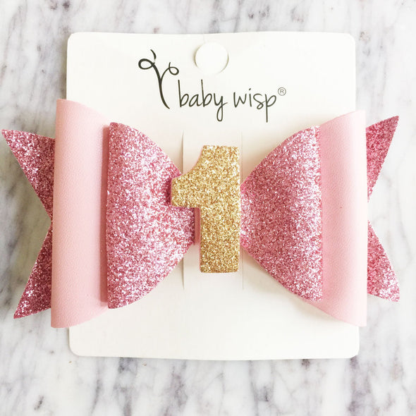 First Birthday Hair Bow, Birthday Headband Baby Wisp