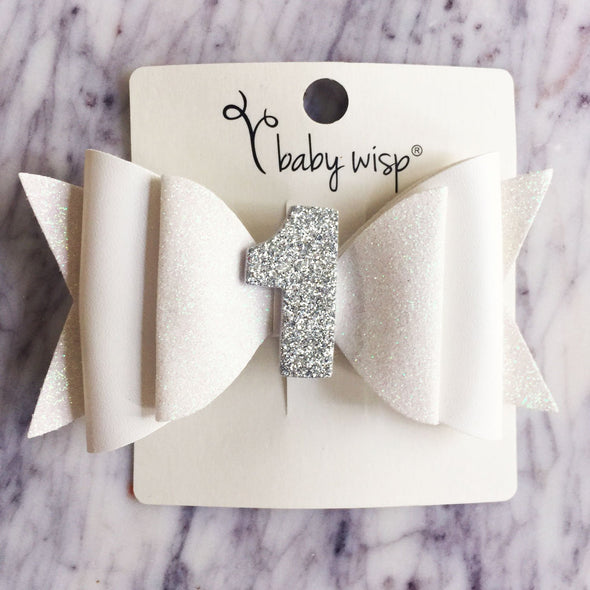 First Birthday Hair Bow, Birthday Headband Baby Wisp