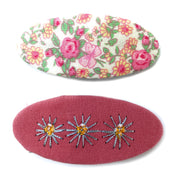 2 Mixed Floral Fabric Hair Clips - Large 5cm Snap Clips Baby Wisp