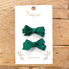 Chelsea Bows Small Snap Clip Barrette Pair - Forest Green Baby Wisp