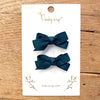 Snap Clip Barrette Pair - Green Bows Baby Wisp
