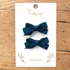 Chelsea Bows Small Snap Clip Barrette Pair - Spruce Teal Baby Wisp