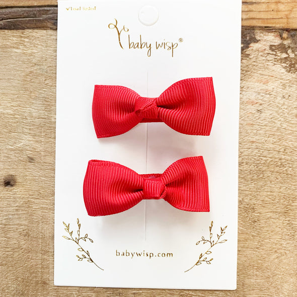 Alligator Clip Barrette Pair - Red Baby Wisp