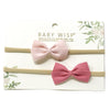 2 Thali Faux Suede Bow Headbands for Babies - Sweetheart Pinks Baby Wisp