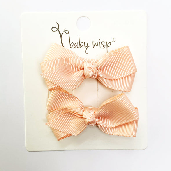 Aiyanna Boutique Grosgrain Ribbon Bows - Alligator Clip Pigtail Pair - Spring Colors Baby Wisp