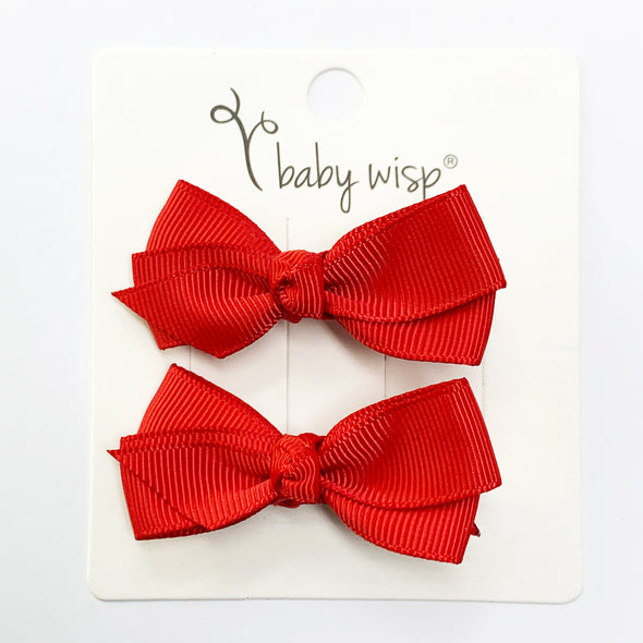 Alligator Clip Barrette Pair - Red Baby Wisp